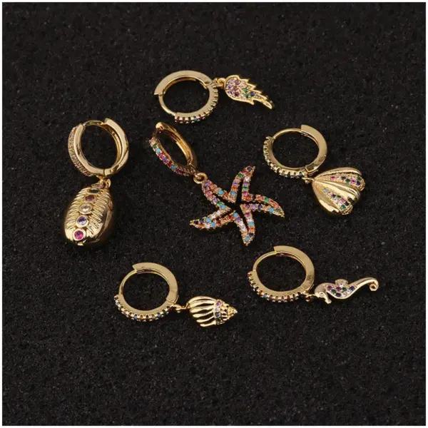 Lady Star Inlaid Zircon Copper Earrings