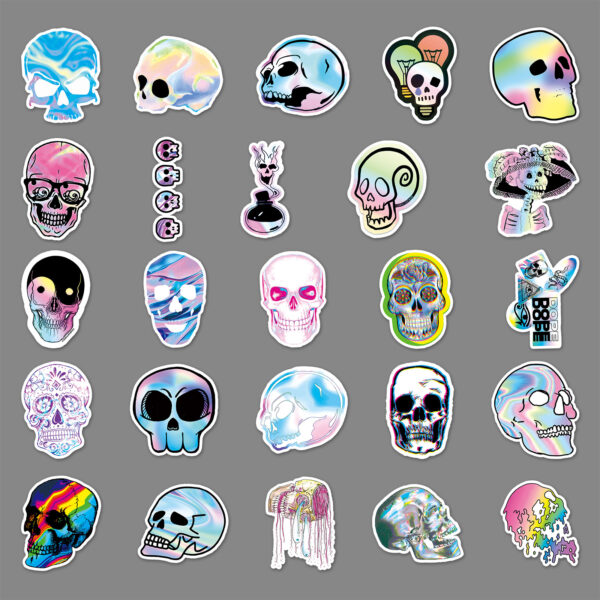 Wholesale 50 Skull Graffiti Laser Horror Trend Creative Sticker