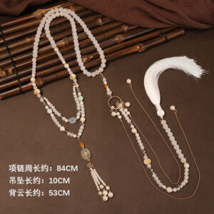 Wholesale Factory Direct Sales of Ancient Style Clouds, Chinoiserie Yingluo Accessories, Han Dynasty Horse Face Necklace, Ming-Made Longevity Lock Tassel Collar