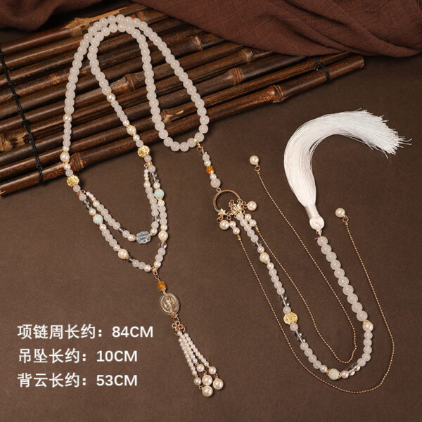 Wholesale Factory Direct Sales of Ancient Style Clouds, Chinoiserie Yingluo Accessories, Han Dynasty Horse Face Necklace, Ming-Made Longevity Lock Tassel Collar
