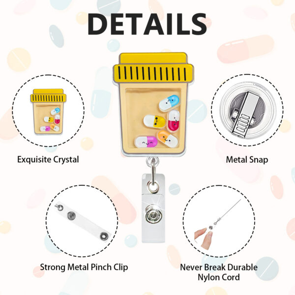 Wholesale Medical staff rocking acrylic badge scroll retractable easy pull