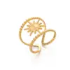 Wholesale PVD Coated 18K Gold Plated Star 304 Stainless Steel IG Style Waterproof Non Tarnish Open Ring