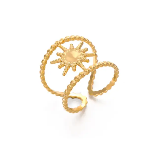 Wholesale PVD Coated 18K Gold Plated Star 304 Stainless Steel IG Style Waterproof Non Tarnish Open Ring