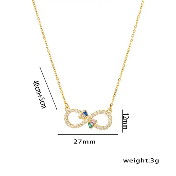 Wholesale Real Gold Plated 316 Stainless Steel PVD Coated Zircon Infinity Waterproof Non Tarnish Elegant Cable Chain Pendant Necklace For Women's