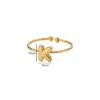 PVD Coated Real Gold Plated 18K Gold Letter 304 Stainless Steel Casual Simple Style Waterproof Non Tarnish Open Rings