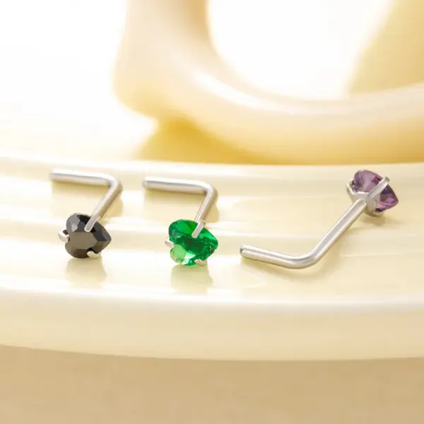 Wholesale 1 Piece 316 Stainless Steel Nose Rings & Studs Heart Shape Nose Rings & Studs Unisex
