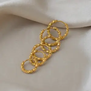 PVD Coated Real Gold Plated 18K Gold Twist 304 Stainless Steel IG Style Preppy Style Streetwear Waterproof Non Tarnish Hoop Earrings