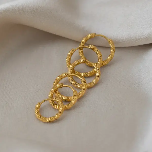 PVD Coated Real Gold Plated 18K Gold Twist 304 Stainless Steel IG Style Preppy Style Streetwear Waterproof Non Tarnish Hoop Earrings