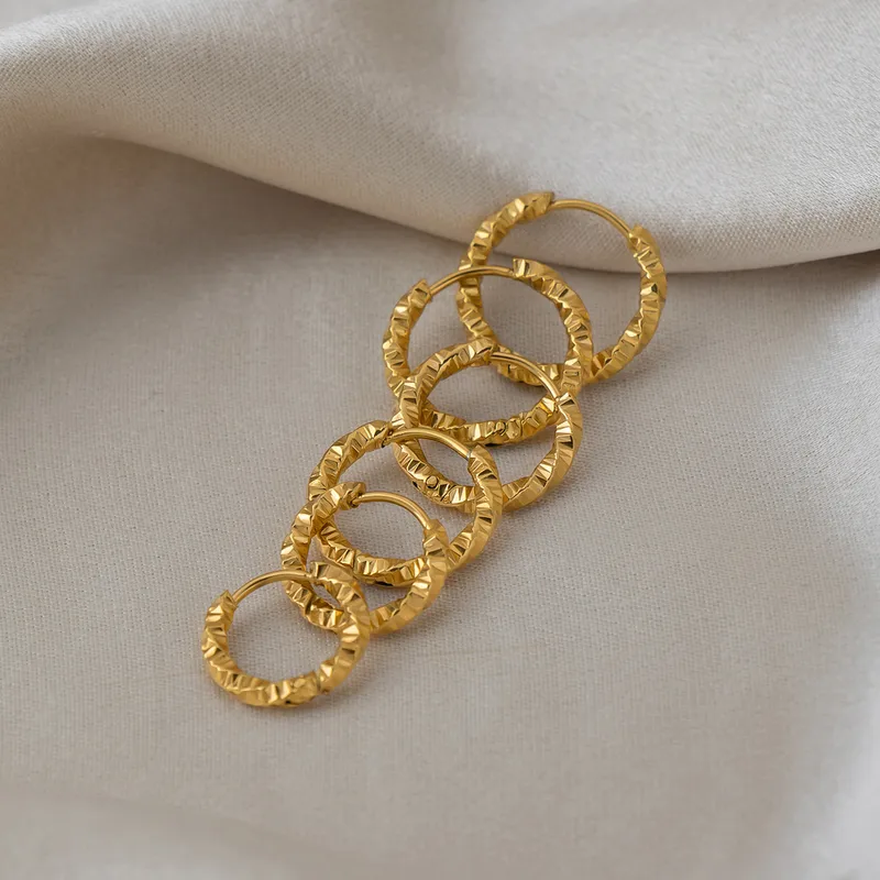 PVD Coated Real Gold Plated 18K Gold Twist 304 Stainless Steel IG Style Preppy Style Streetwear Waterproof Non Tarnish Hoop Earrings