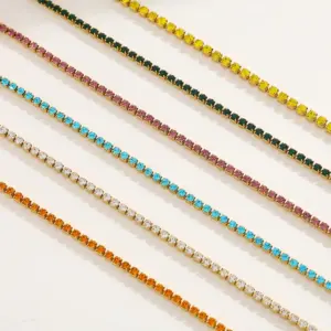 Wholesale Stainless Steel 18K Gold Plated Zirconia Stone Simple Fashion Bracelet Elegant Luxury Women's Style Multi-Color Gold Chain