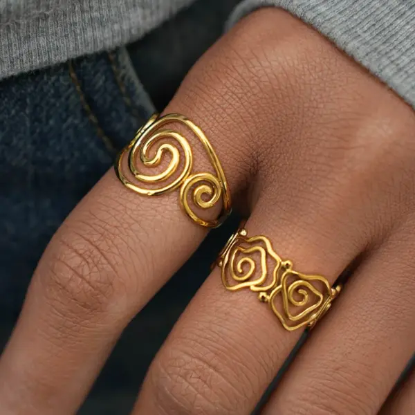 Wholesale Ion Plating (IP) Real Gold Plated 18K Gold Geometric 304 Stainless Steel IG Style Casual Simple Style Waterproof Non Tarnish Open Rings