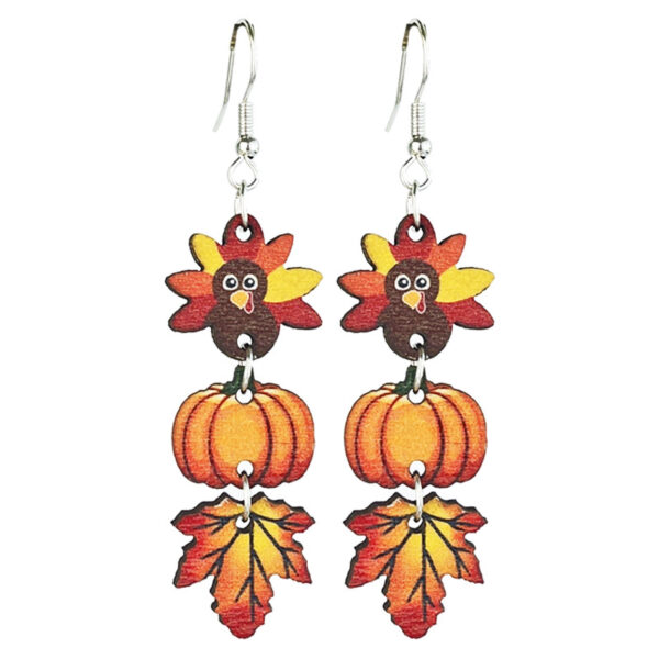 oly-79be26c8198a57f8dfa43929e4eeecc0 Wholesale Thanksgiving Wooden Turkey Pumpkin Maple Leaf Earrings
