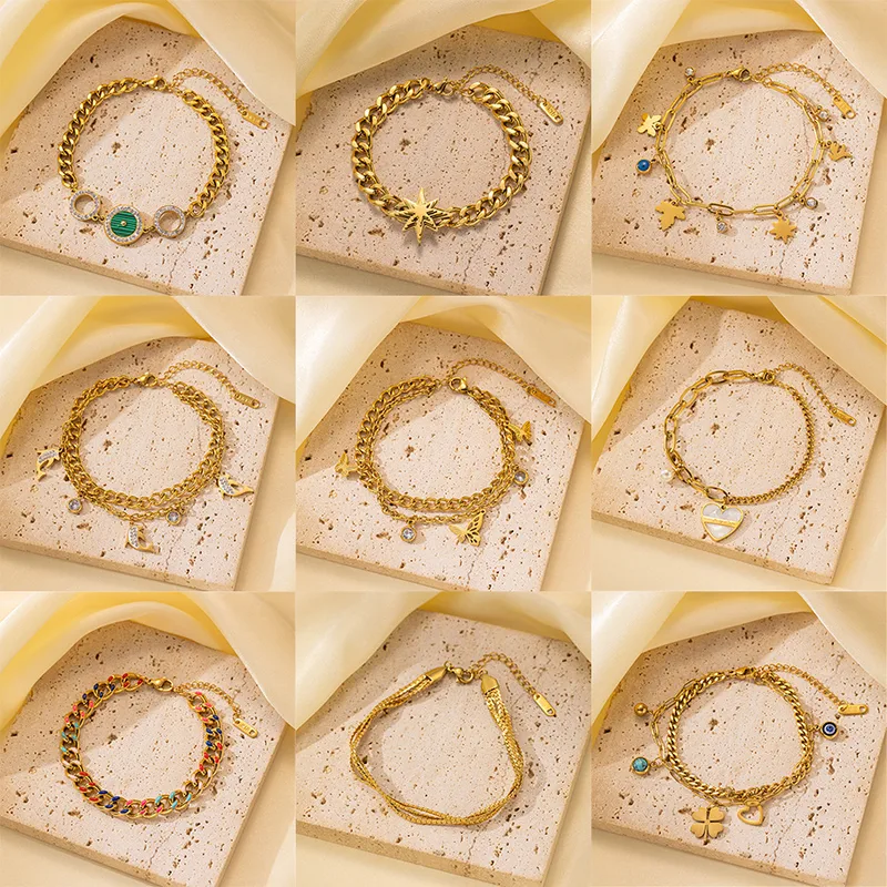Wholesale Casual Simple Style Eye Flower Butterfly Titanium Steel Zircon Bracelets In Bulk