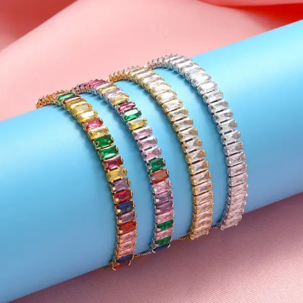 Wholesale Fashion Geometric Copper Artificial Gemstones Bracelets