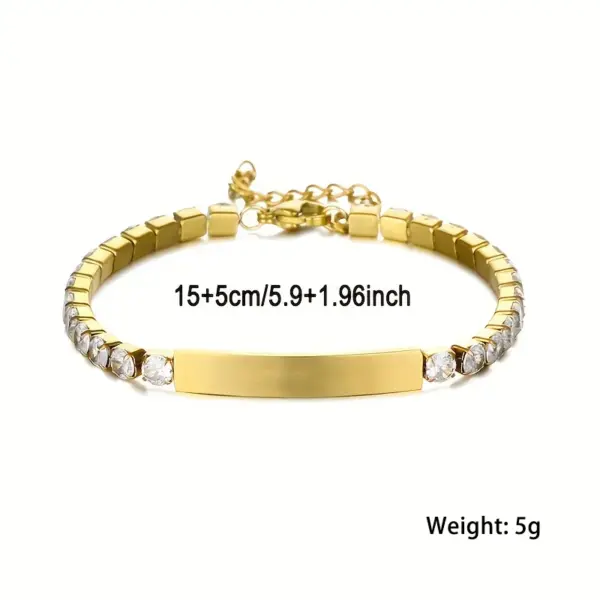 Wholesale 304 Stainless Steel Stainless Steel Solid Color Rectangle PVD Coated Zircon 18K Real Gold Plated Simple Style Shiny Plating Inlay Gold Silver Bracelets