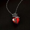 Wholesale European and American Love Rose Necklace Gothic Diablo Design Sense Winding Flower Heart-Shaped Clavicle Chain Birthday Gift