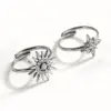 Wholesale Jewelry Vacation Simple Style Flower Titanium Steel Zircon Inlay Open Rings