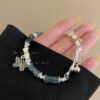 Wholesale New Chinese Butterfly Beaded Bracelet Ins Niche Design Mori Style Imitation Jade Bamboo Bell Bracelet Girlfriend Bracelet