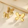 Wholesale PVD Coated Real Gold Plated Butterfly Bow Knot 304 Stainless Steel Classical Romantic Solid Color Waterproof Non Tarnish Open Rings