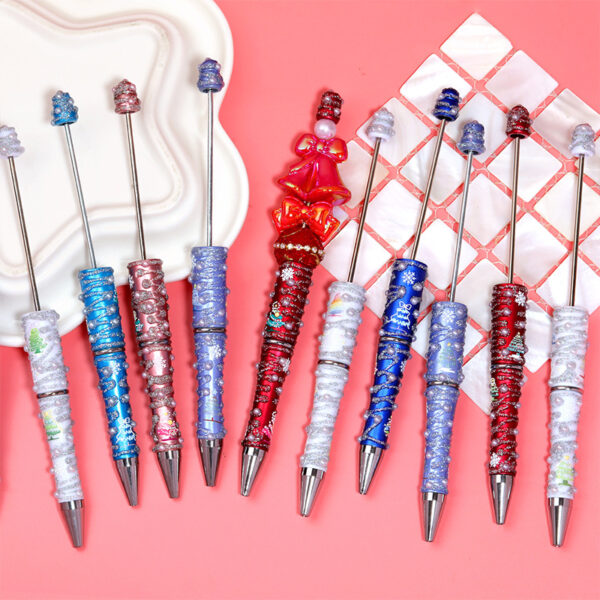 Wholesale Cross-border Christmas fine glitter pearl Christmas painting Beadable pen with rotating beads