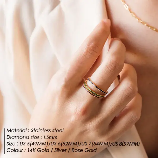 PVD Coated 14K Gold Rose Gold Real Gold Plated Solid Color 304 Stainless Steel Simple Style Waterproof Non Tarnish Rings