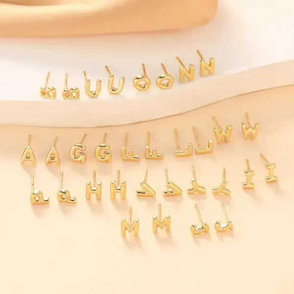 304 Stainless Steel Letter Electroplating Golden Plated Classical Vintage Style Simple Style Ear Studs