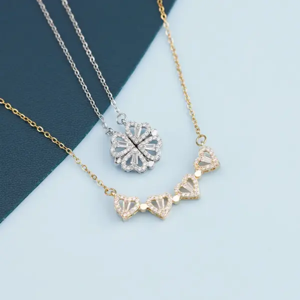 Wholesale Stainless Steel Copper Simple Style Four Leaf Clover Plating Inlay Zircon Pendant Necklace