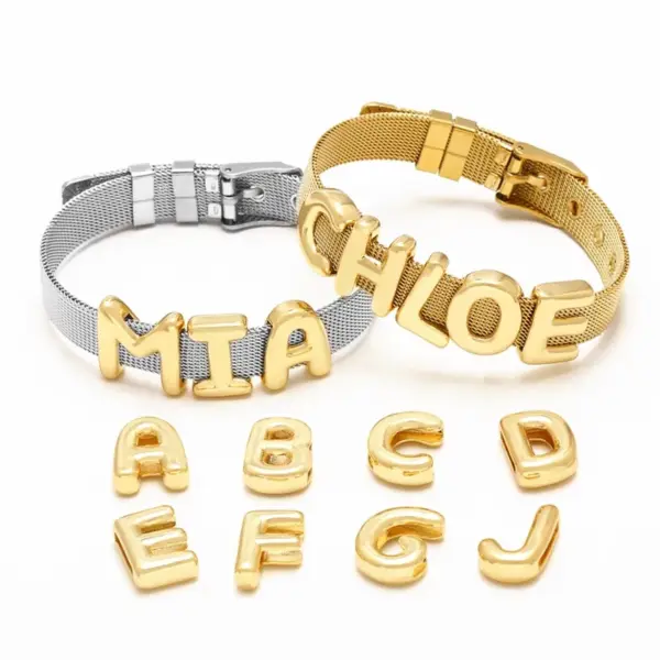 Copper 18K Gold Plated Plating Letter Bracelets