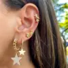 Wholesale Fashion Star Brass Gem Earrings