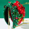 Wholesale Christmas hair band red green plastic flower aessories pearl headband simple hair aessories