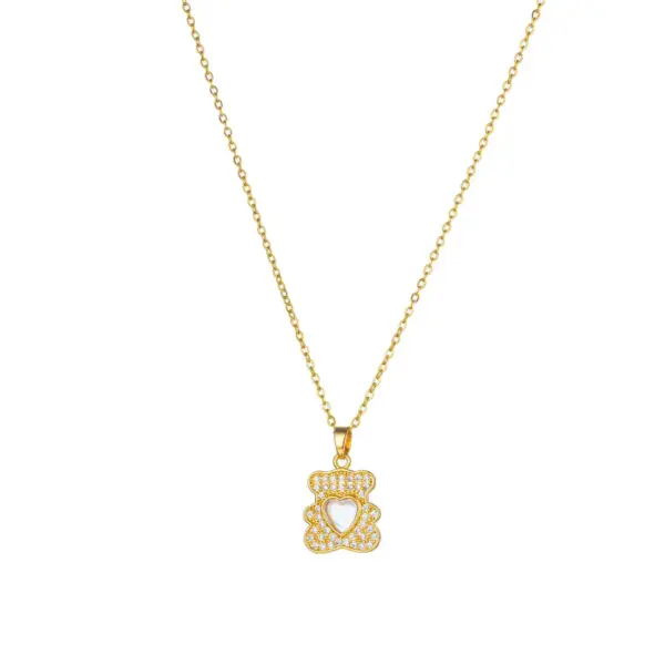 Wholesale Simple Style Animal Heart Shape Titanium Steel Copper Plating Inlay Zircon Pendant Necklace