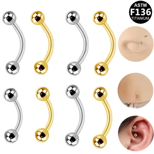 Wholesale 1 Piece Ear Cartilage Rings & Studs Simple Style Classic Style Simple Pure Titanium Titanium Alloy Polishing Plating 14K Gold Plated White Gold Plated Eyebrow Studs Ear Cartilage Rings & Studs Belly Rings