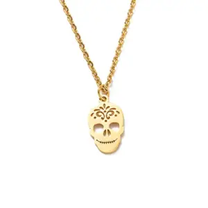Wholesale PVD Coated Skull Stainless Steel Fashion Waterproof Non Tarnish 302 Stainless Steel Necklace