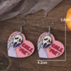 oly-7a1295e167e90383f6d094f11b2a1d19 Wholesale New cross-border Halloween quirky skull hand heart pendant earrings, wooden gothic style, double-sided quirky earrings