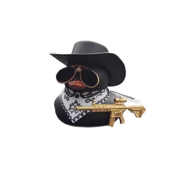Wholesale Cowboy Hat Duck Car Center Console Ornament Black Duck Scarf Decoration Hand-Made Lemon Milk Tea Gift