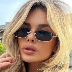 Wholesale Cross-Border Small Frame Square Sunglasses 2025 New Style Personalized Metal Marine Sunglasses Women's High-End Street Style Glasses