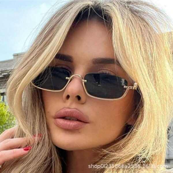 Wholesale Cross-Border Small Frame Square Sunglasses 2025 New Style Personalized Metal Marine Sunglasses Women's High-End Street Style Glasses