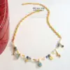 Wholesale Electroplating 18K Gold Plated 18K Gold Star Water Droplets Freshwater Pearl Titanium Steel Brass Elegant Copper Necklace