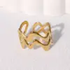 PVD Coated Real Gold Plated 18K Gold Geometric Lines 304 Stainless Steel Modern Style Simple Style IG Style Waterproof Non Tarnish Open Rings