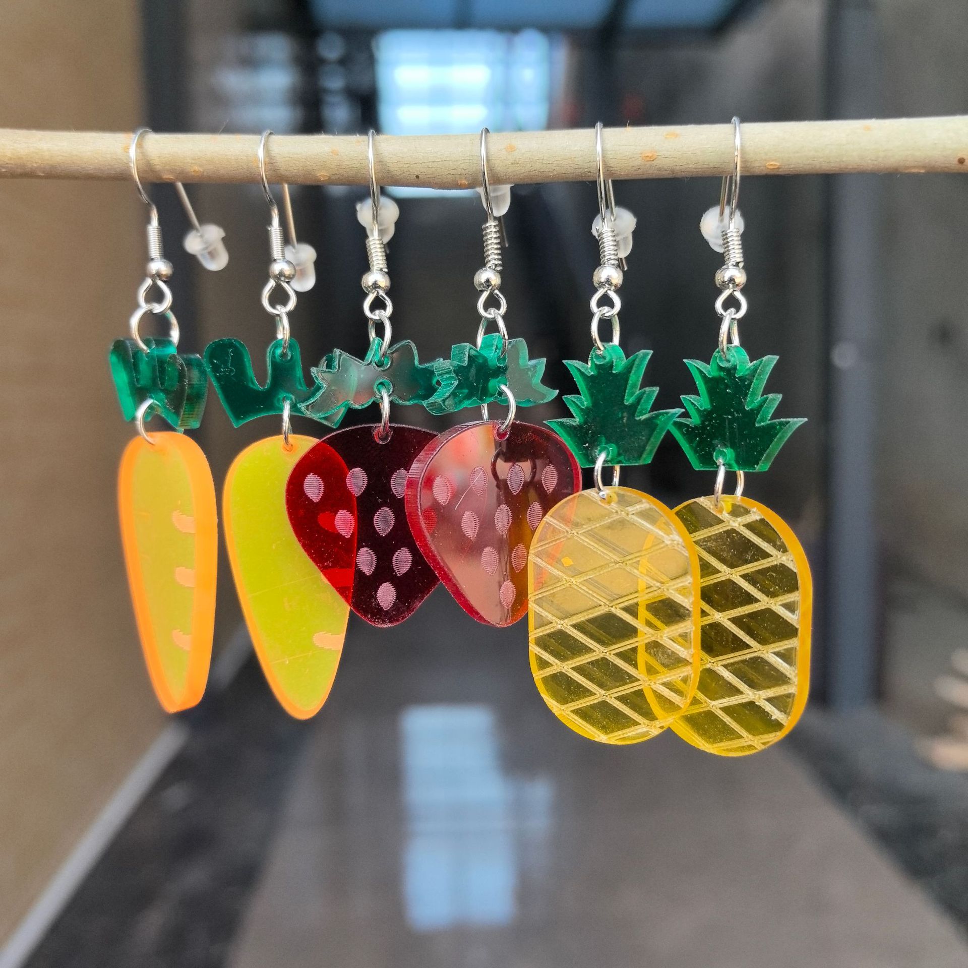 Wholesale Cross-border European and American Acrylic Ft Creative Earrings Carrot Strawberry Pineapple Summer Cute Holiday Earrings