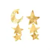 Wholesale PVD Coated Real Gold Plated 18K Gold Star Moon 304 Stainless Steel IG Style Nordic Style African Style Waterproof Non Tarnish 304 Stainless Steel Lobster Trigger Clasp Closure Pendant Necklace
