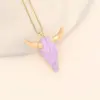 Bohemian Cattle Stainless Steel Gold Plated Resin Pendant Necklace