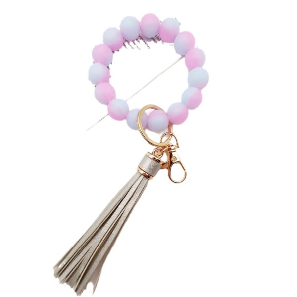 Wholesale Luminous Silicone Bead Keychain FluorescentTassel Creative Wrist Bracelet Key