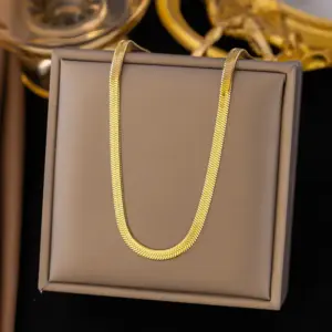 PVD Coated Real Gold Plated 18K Gold Solid Color 304 Stainless Steel Retro Waterproof Non Tarnish 304 Stainless Steel Necklace