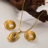 Wholesale Jewelry IG Style Simple Style Round Solid Color 304 Stainless Steel 18K Gold Plated Hollow Out Jewelry Set