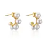 1 Pair Fashion C Shape Gold Plated Copper Artificial Pearls Gold Plated Ear Studs