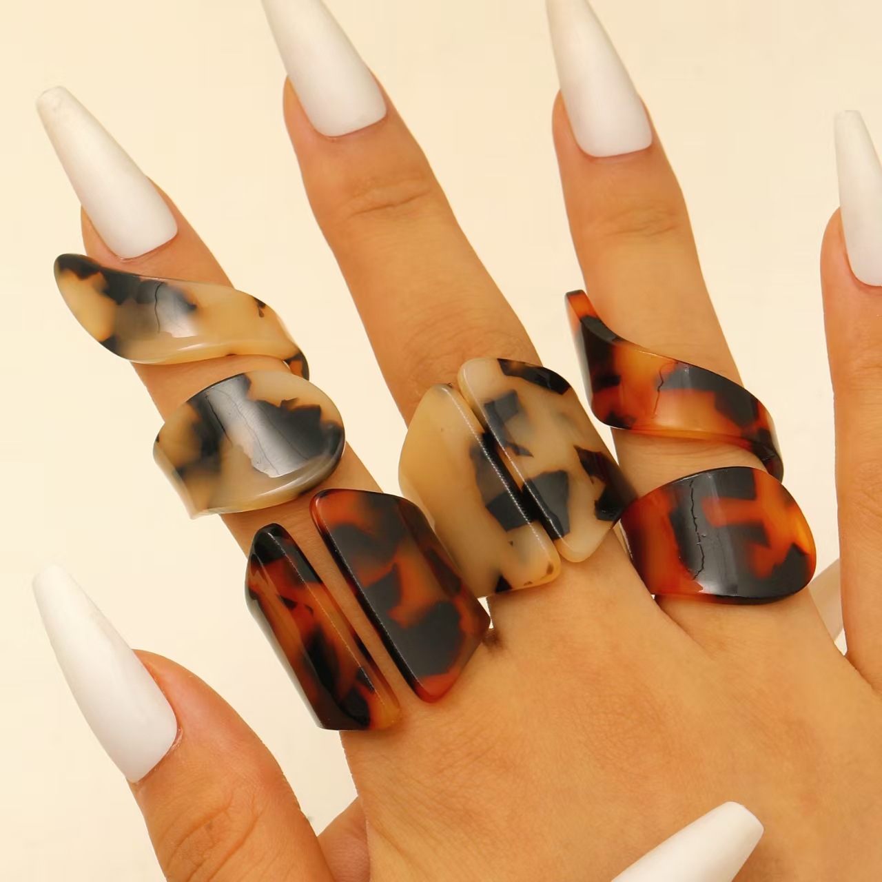 Wholesale Maillard Autumn and Winter Line Wide Leopard Print Ring