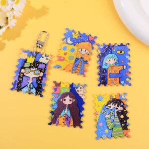 Wholesale 10pcs/pack Acrylic Printed Keychain Pendant DIY Jewelry