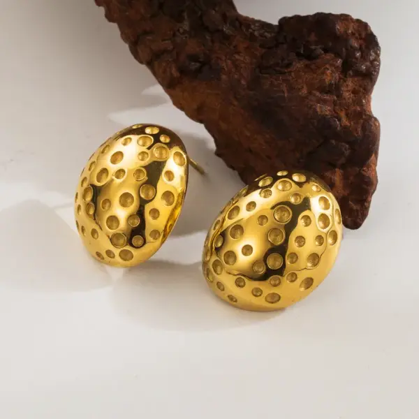 Wholesale 1 Pair Retro Exaggerated C Shape Water Droplets 304 Stainless Steel 18K Gold Plated Stainless Steel Earrings