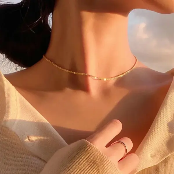 Wholesale Simple Style Solid Color Titanium Steel Bracelets Anklet Necklace